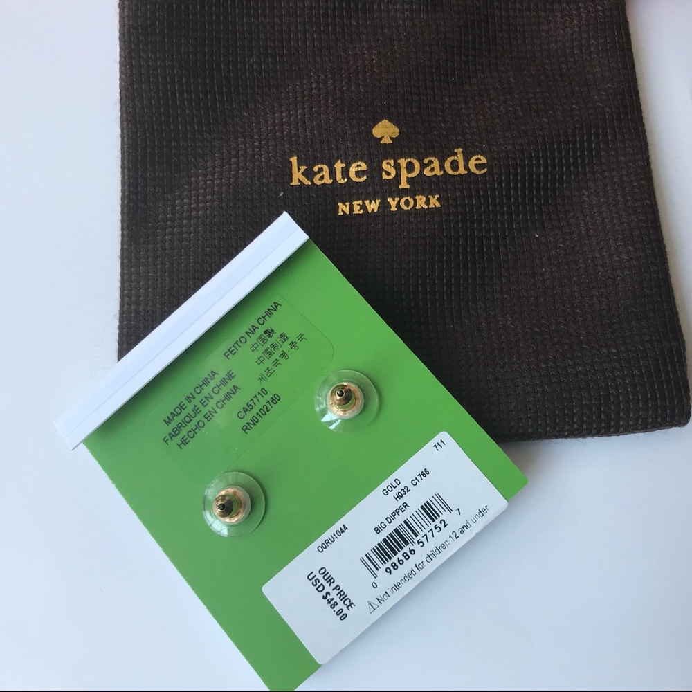 Kate ♠️ Gold Tone Big Dipper Stud Earrings - Picture 5 of 5